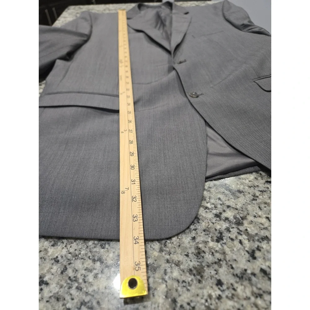 Perry Ellis portfolio Modern Fit 50 L Wool Blend Suit Jacket Blazer Gray